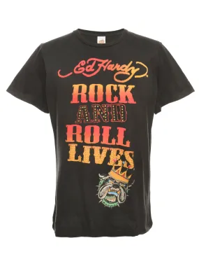 Ed Hardy Y2K Rock N Roll Printed T-shirt - L