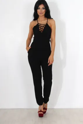 Eilysh Black Lace Up Jumpsuit