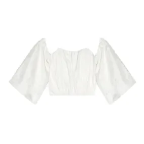 Elastic Waist Off the Shoulder Crop Blouse