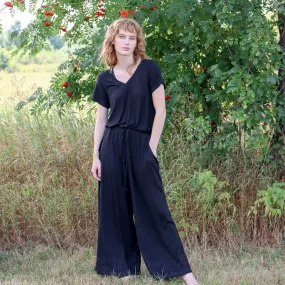 Embroidered Jumpsuit- Black