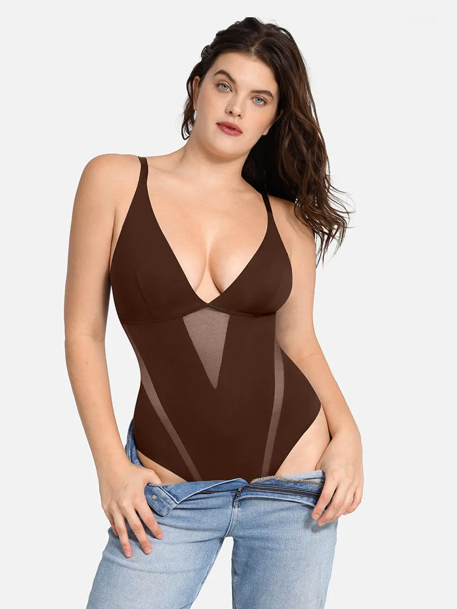 Feelingirl Deep V-Neck Thong Bodysuit