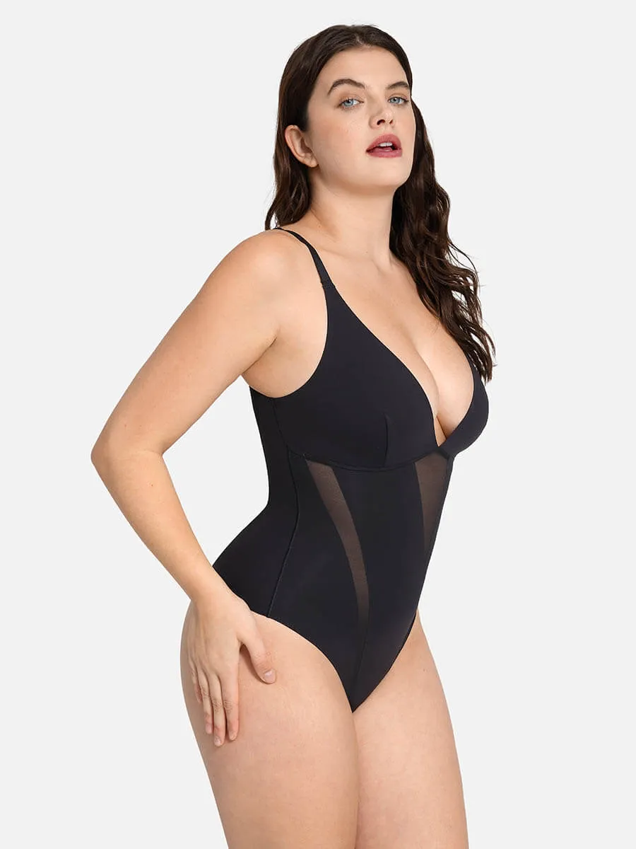 Feelingirl Deep V-Neck Thong Bodysuit