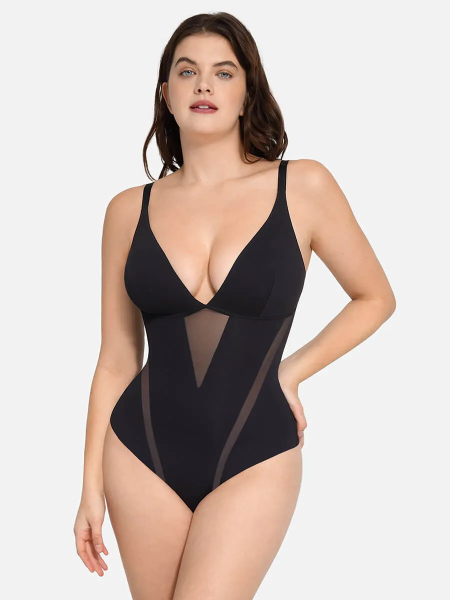 Feelingirl Deep V-Neck Thong Bodysuit