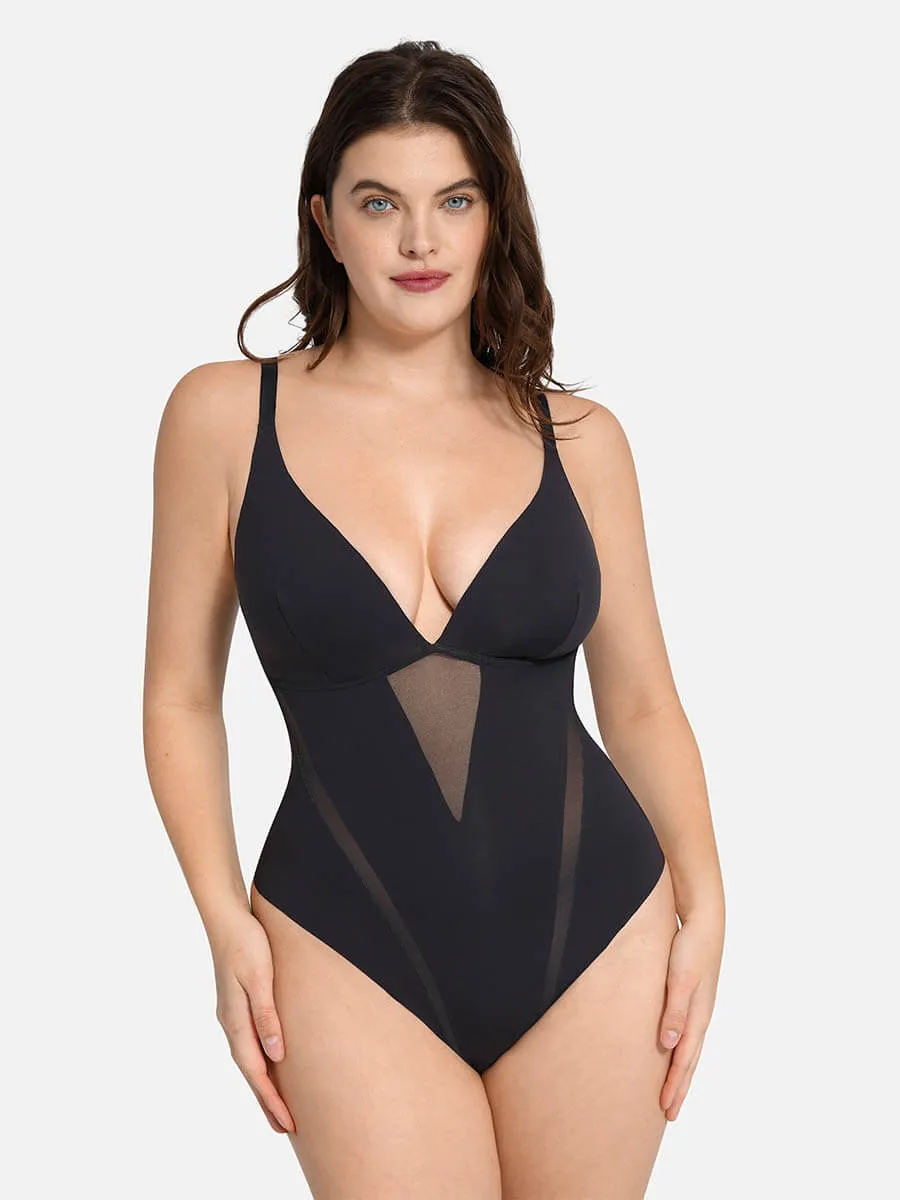 Feelingirl Deep V-Neck Thong Bodysuit