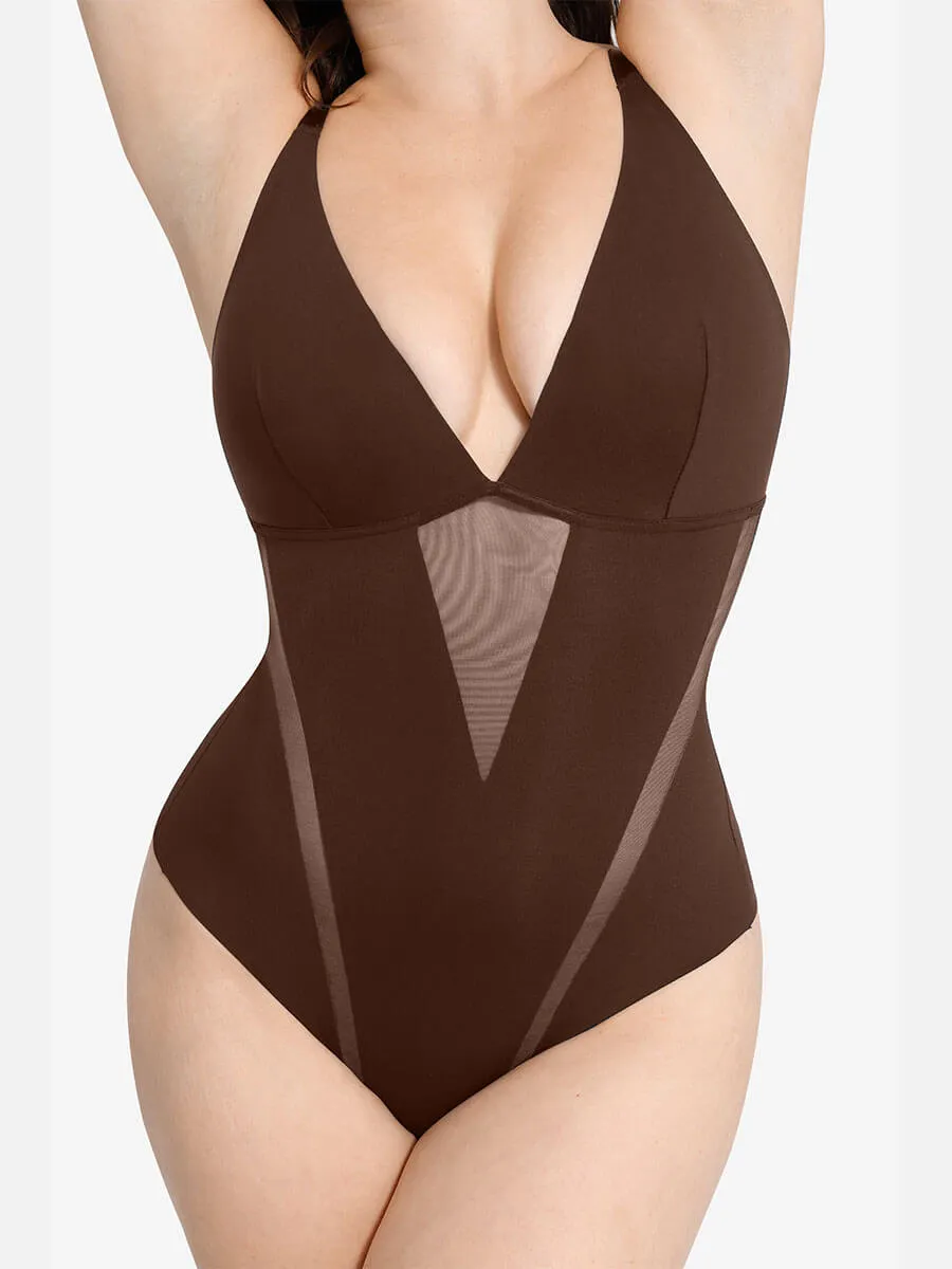 Feelingirl Deep V-Neck Thong Bodysuit