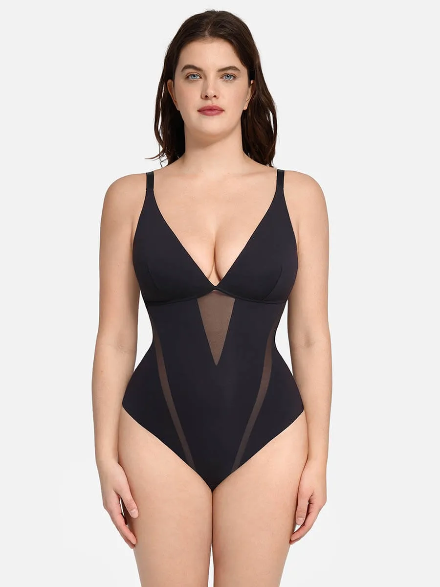 Feelingirl Deep V-Neck Thong Bodysuit