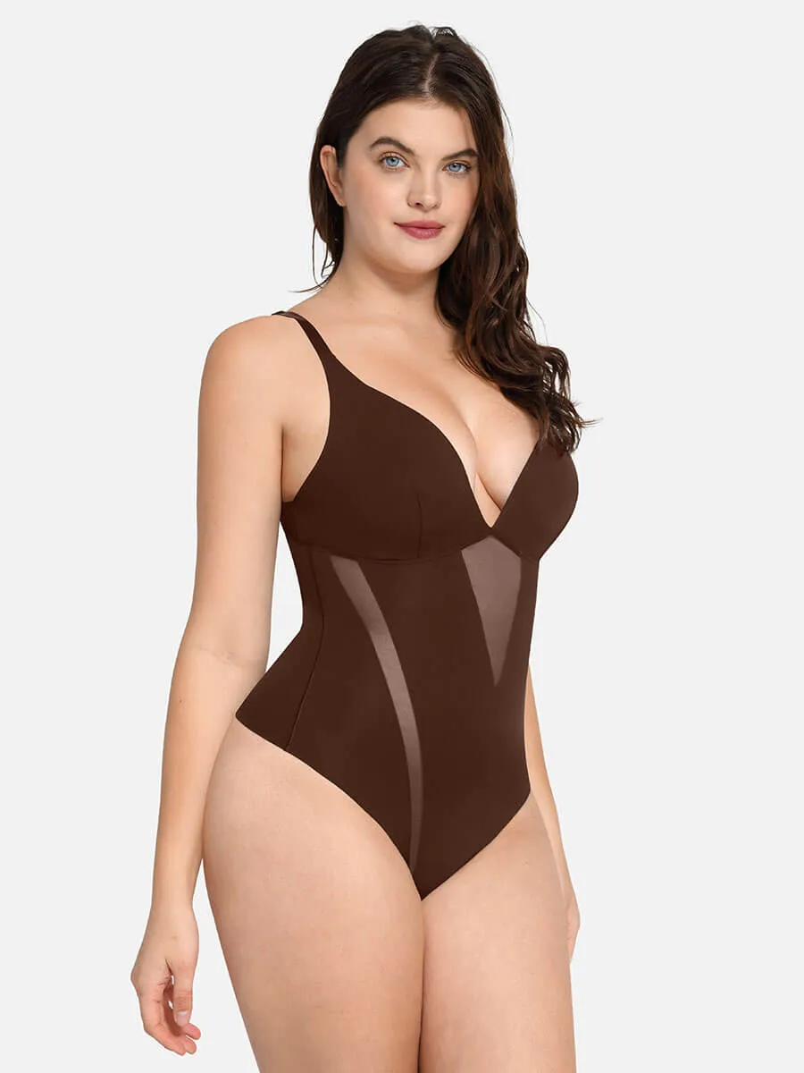 Feelingirl Deep V-Neck Thong Bodysuit