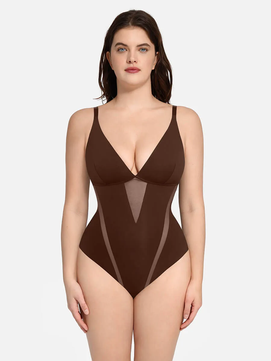 Feelingirl Deep V-Neck Thong Bodysuit