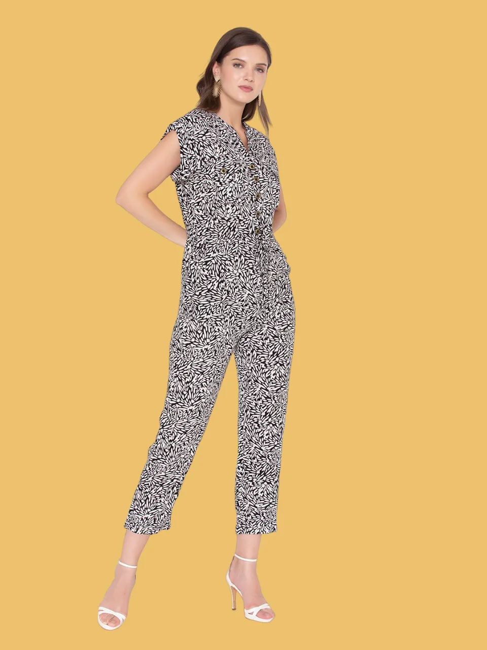 Flawless Women Black Print Jumpsuit