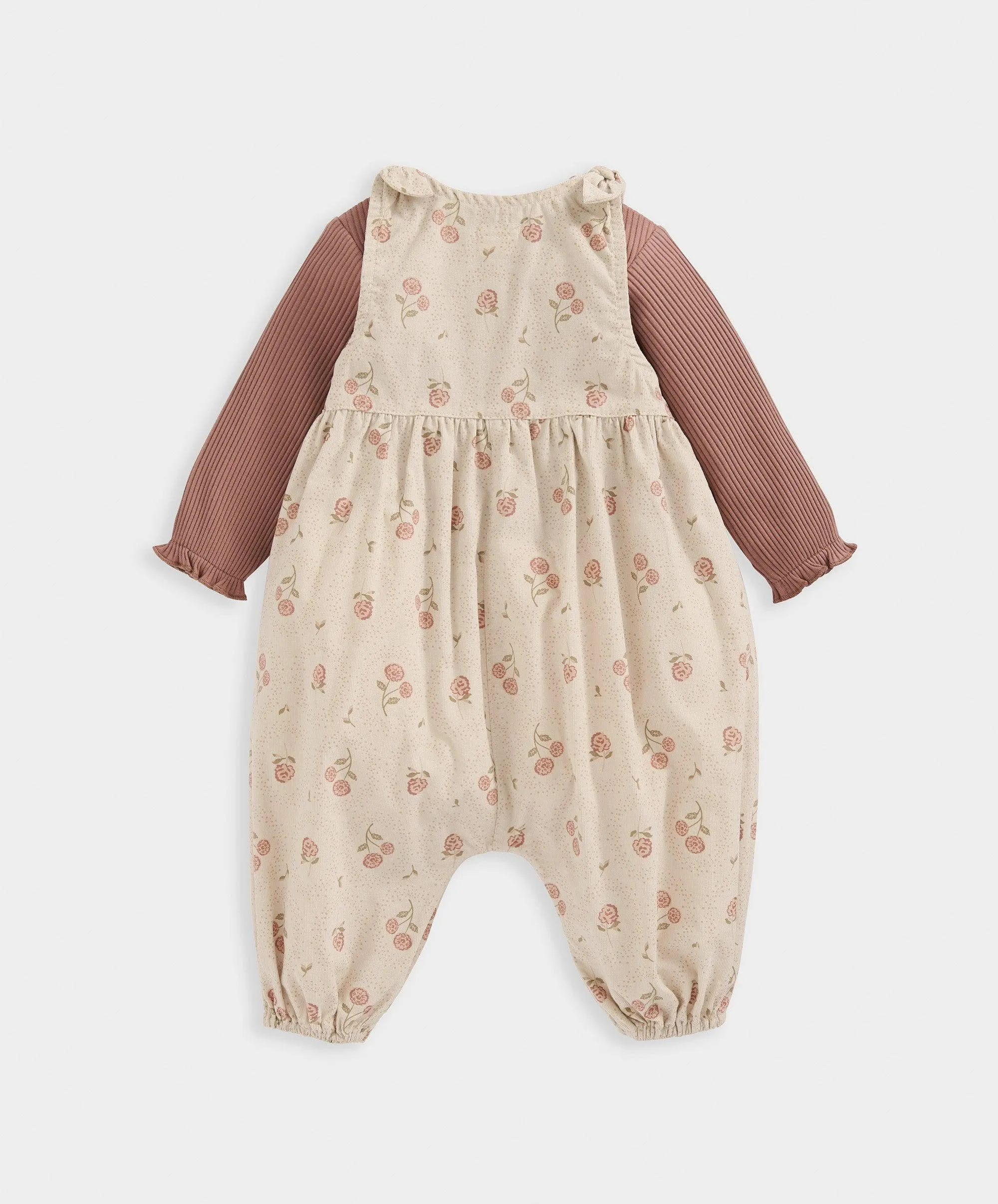 Floral Cord Dungarees & Bodysuit