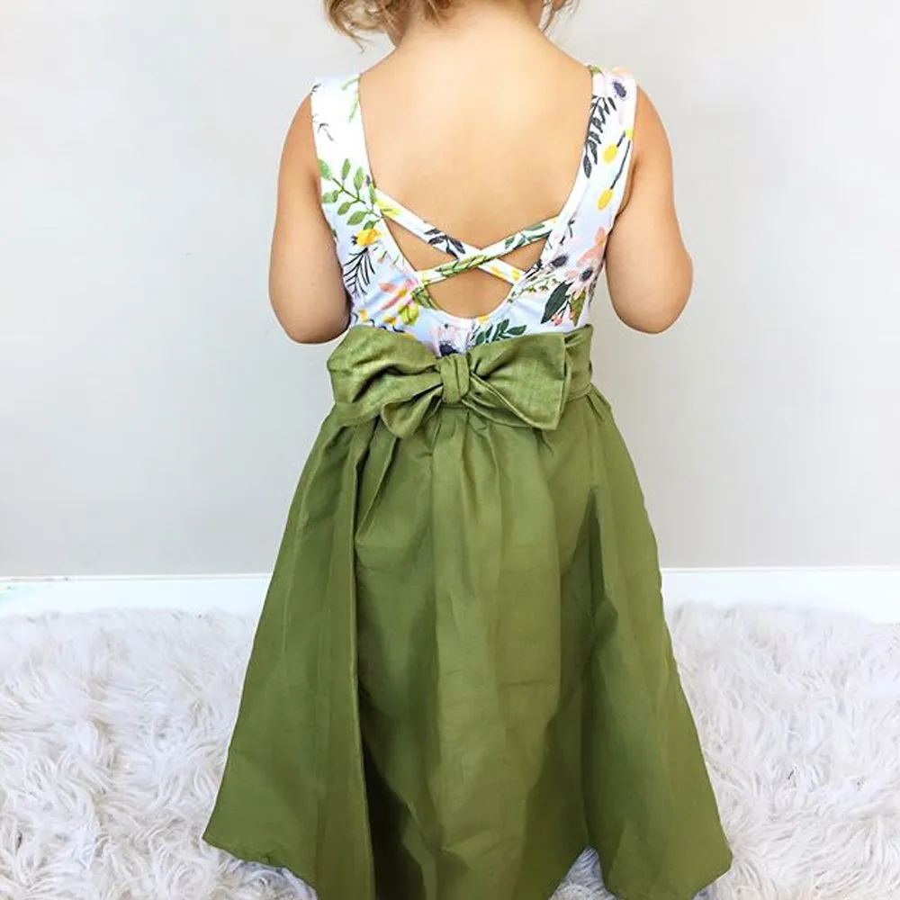 Floral Top with Olive Green Shorts & Ruffled Maxi Skirt Set