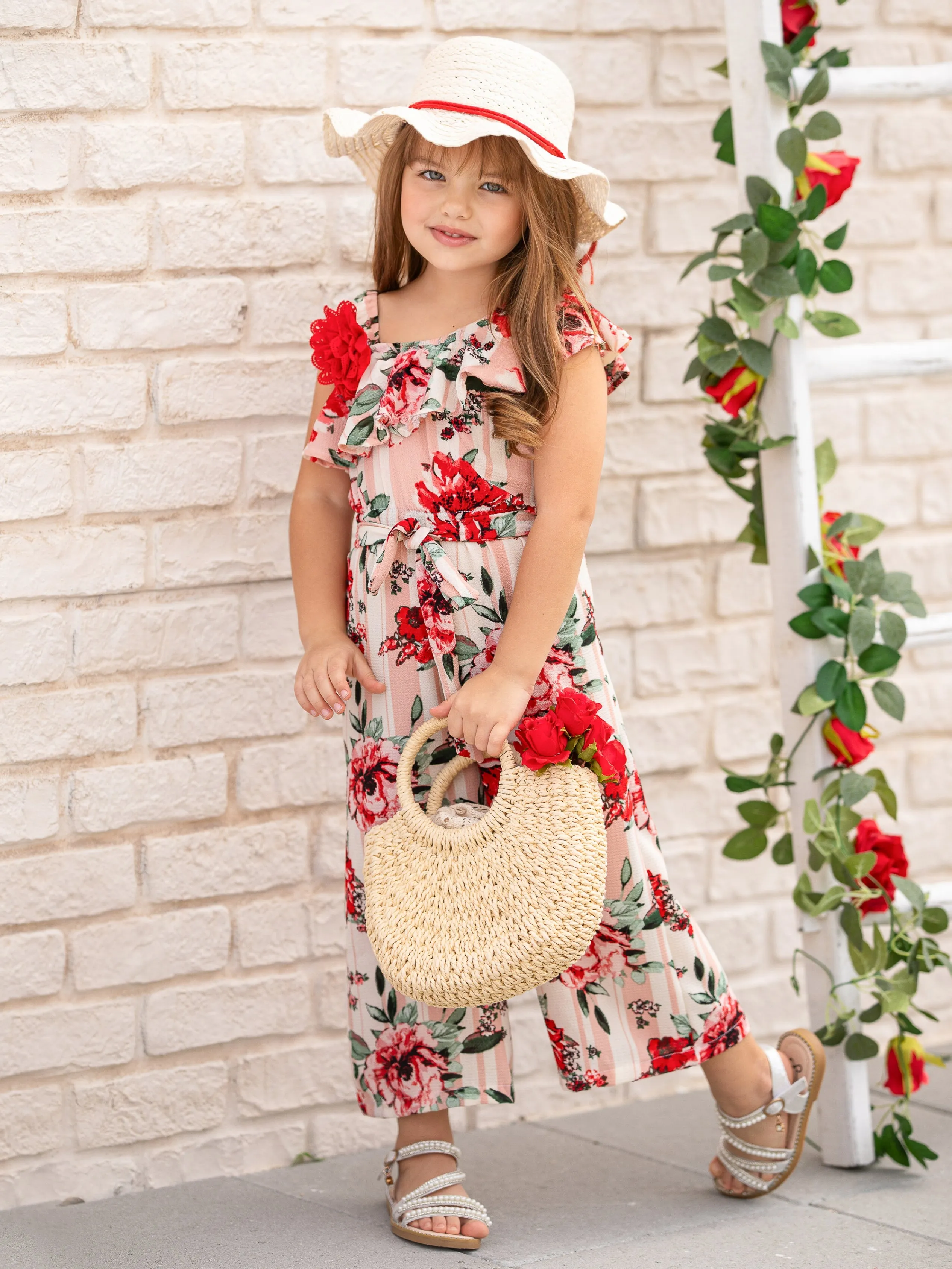 Flower Party One Shoulder Jumpsuit