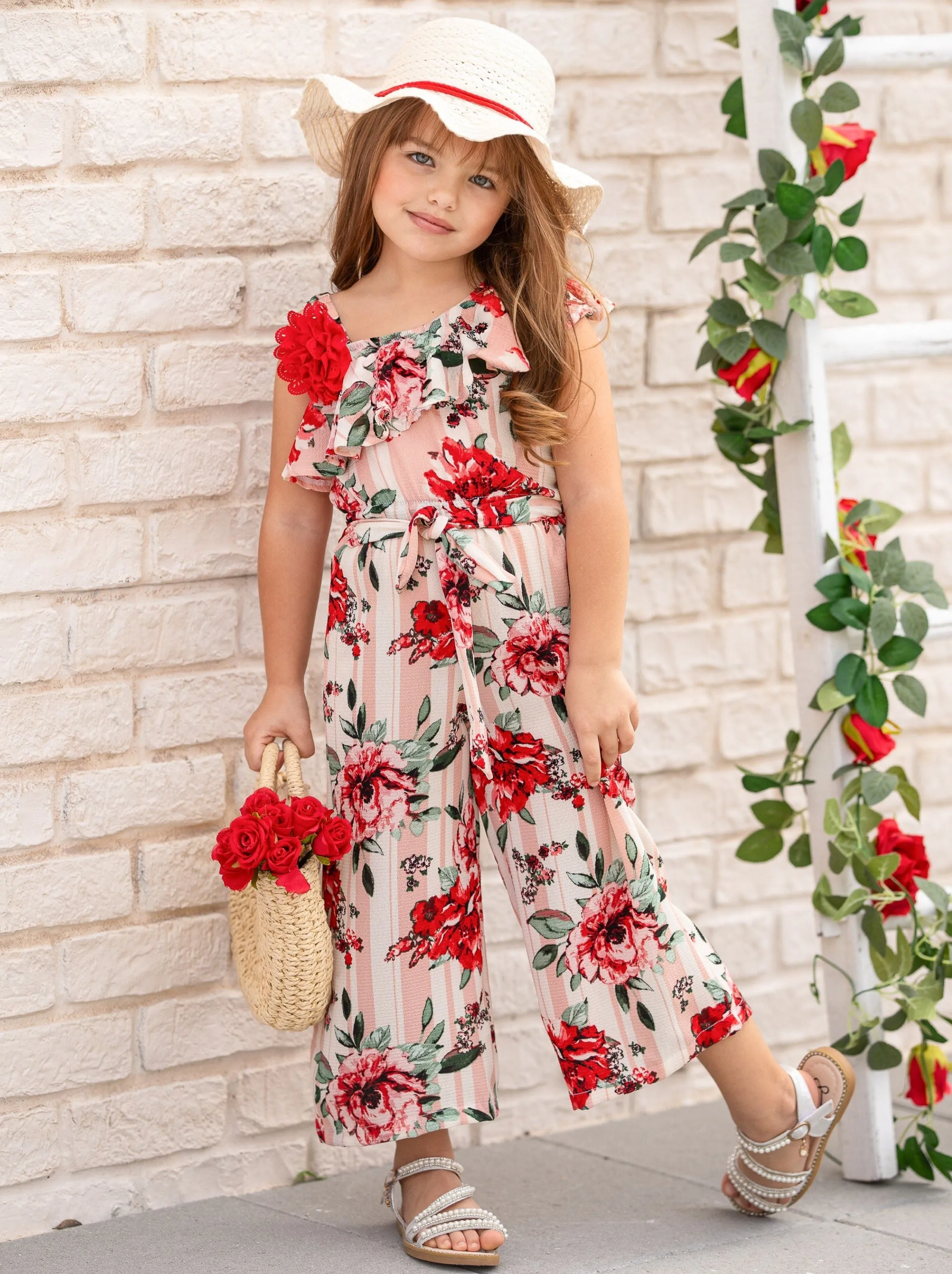 Flower Party One Shoulder Jumpsuit