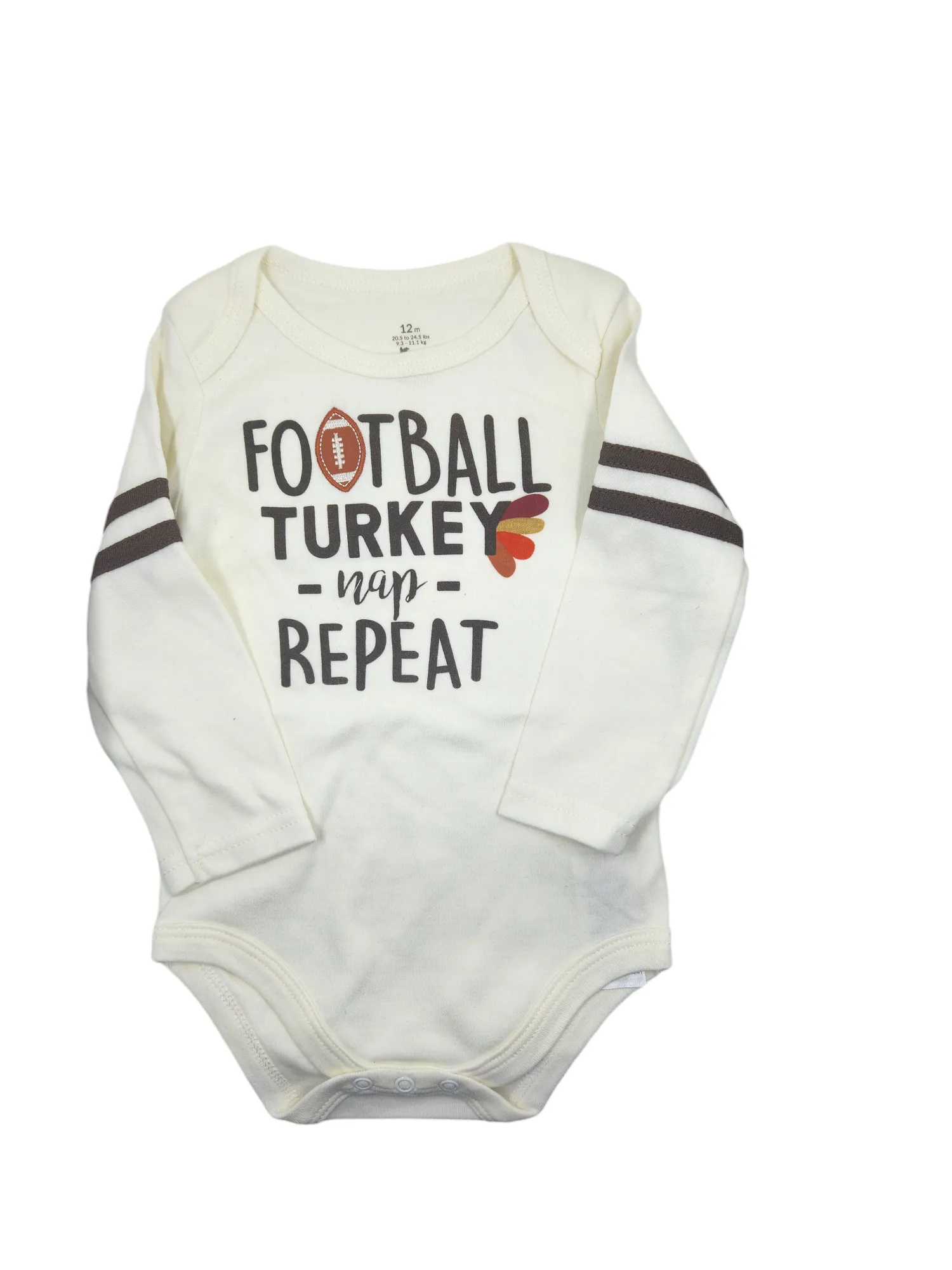 Football   Turkey   Nap   Repeat Long Sleeve Romper