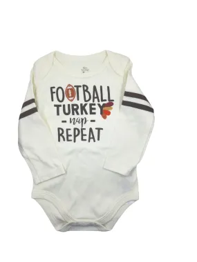 Football   Turkey   Nap   Repeat Long Sleeve Romper