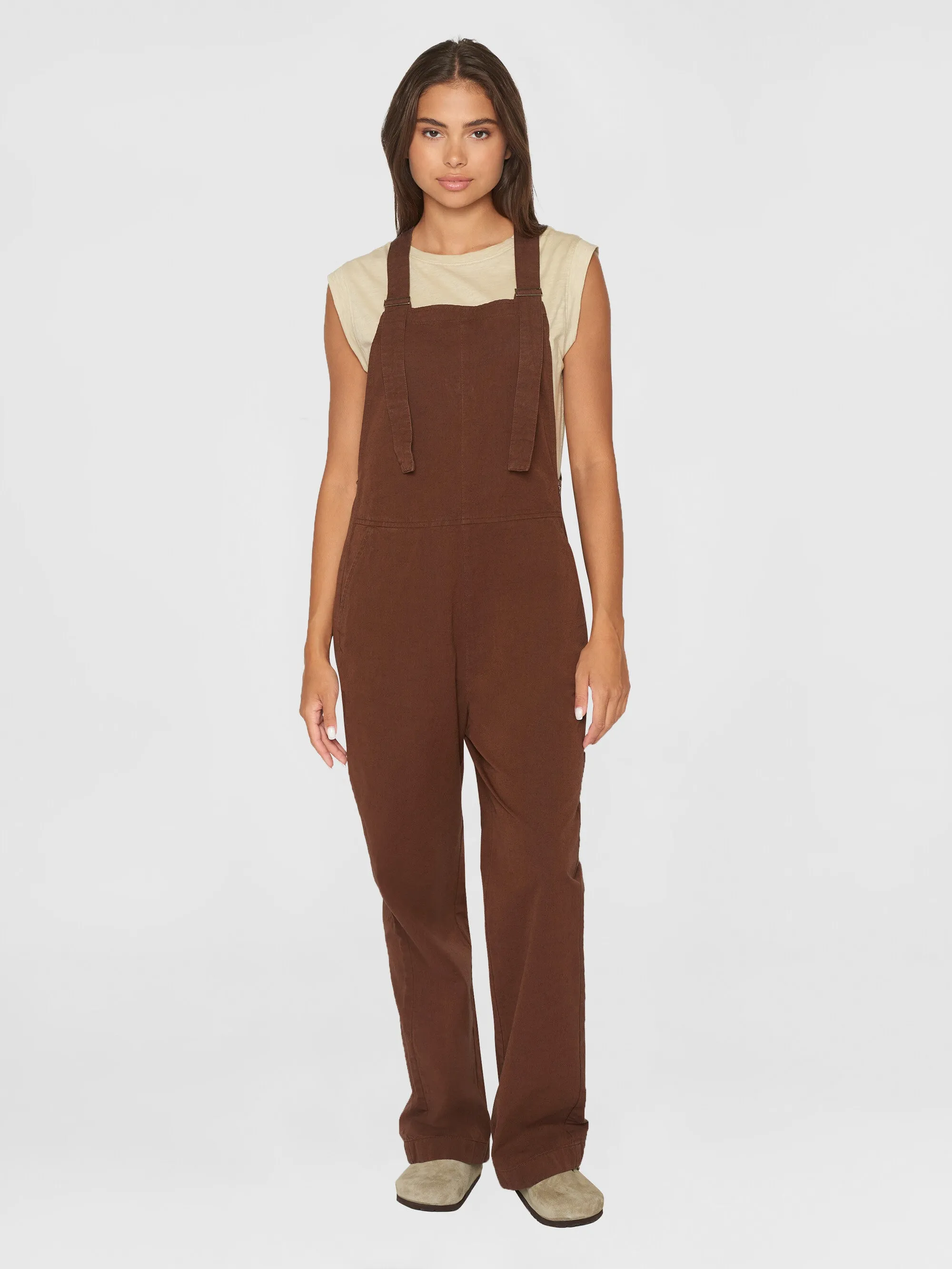 GALE straight slub yarn jumpsuit - GOTS/Vegan - Tiramisu