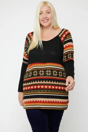 Geometric Print-contrast Tunic