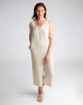 Gianna Linen Jumpsuit in Bone