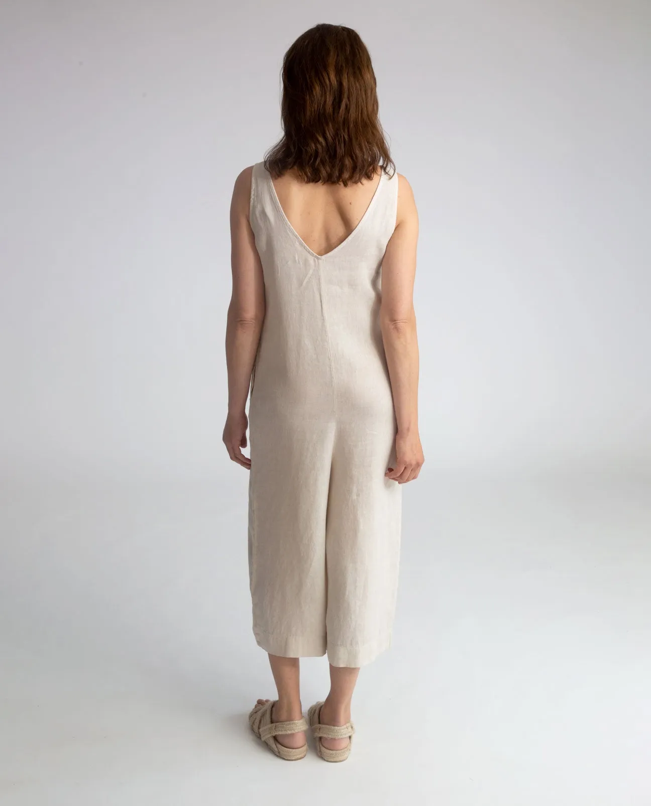 Gianna Linen Jumpsuit in Bone