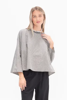 Gingham Top, Natural Black