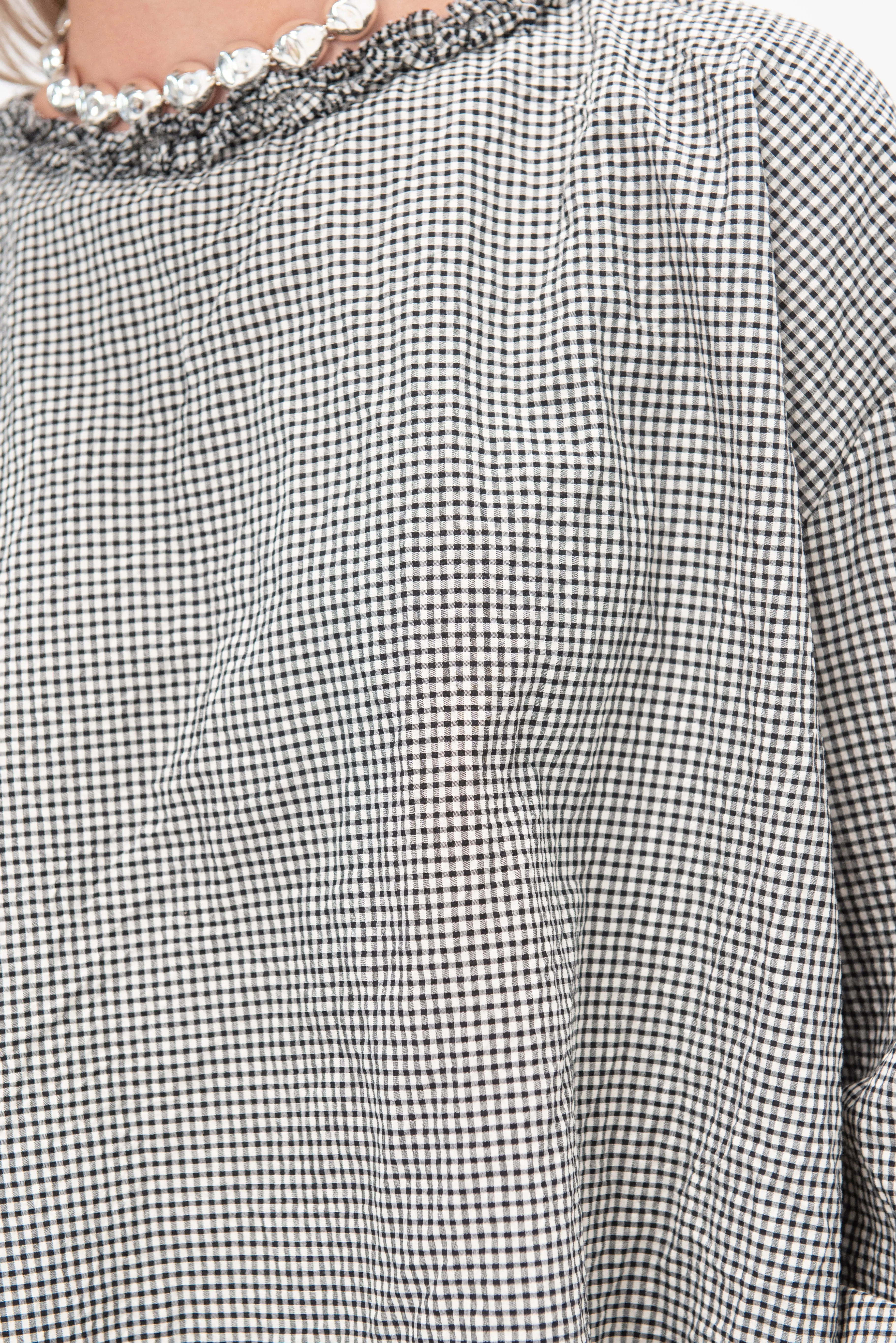 Gingham Top, Natural Black