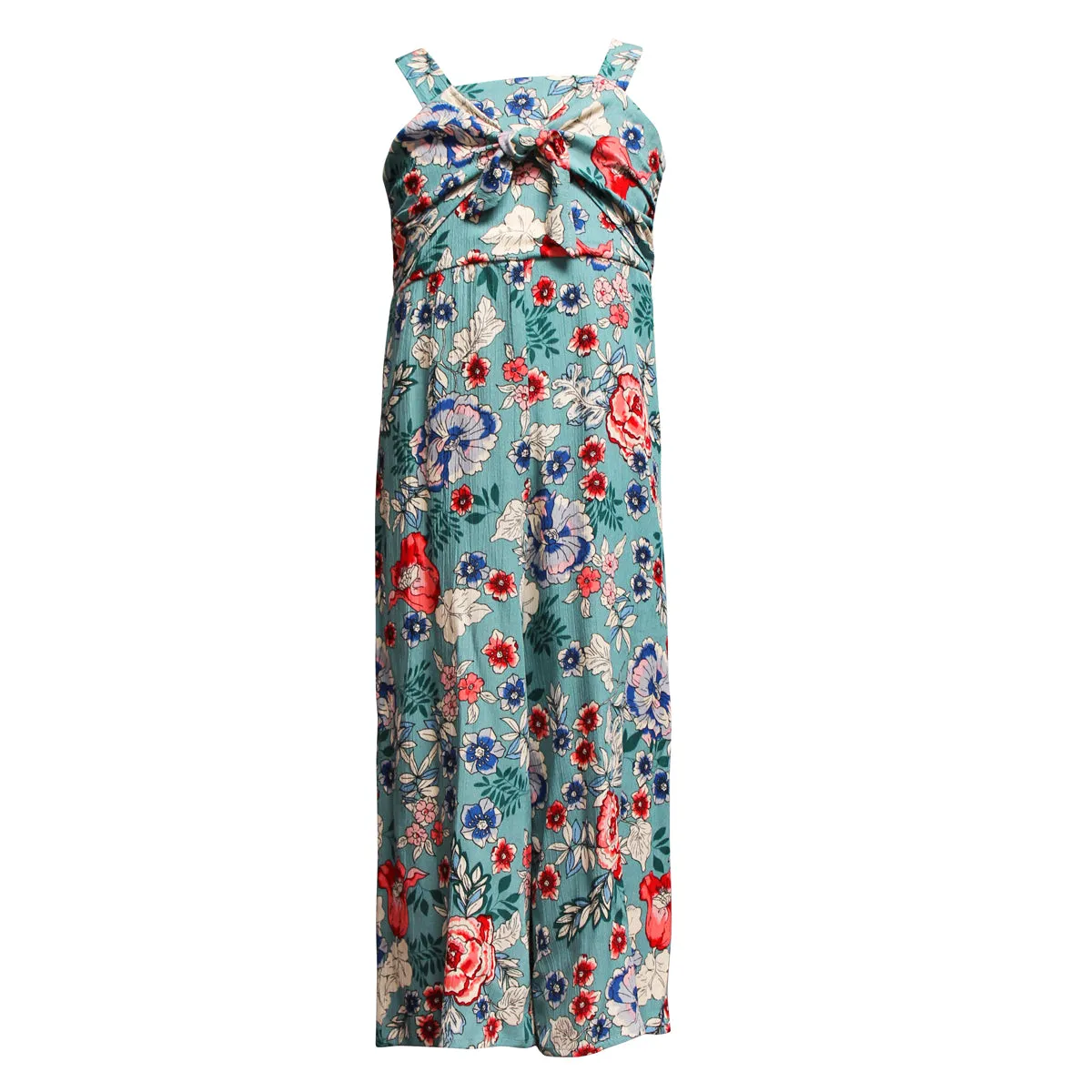 Girls Floral Gauze Tie Front Jumpsuit