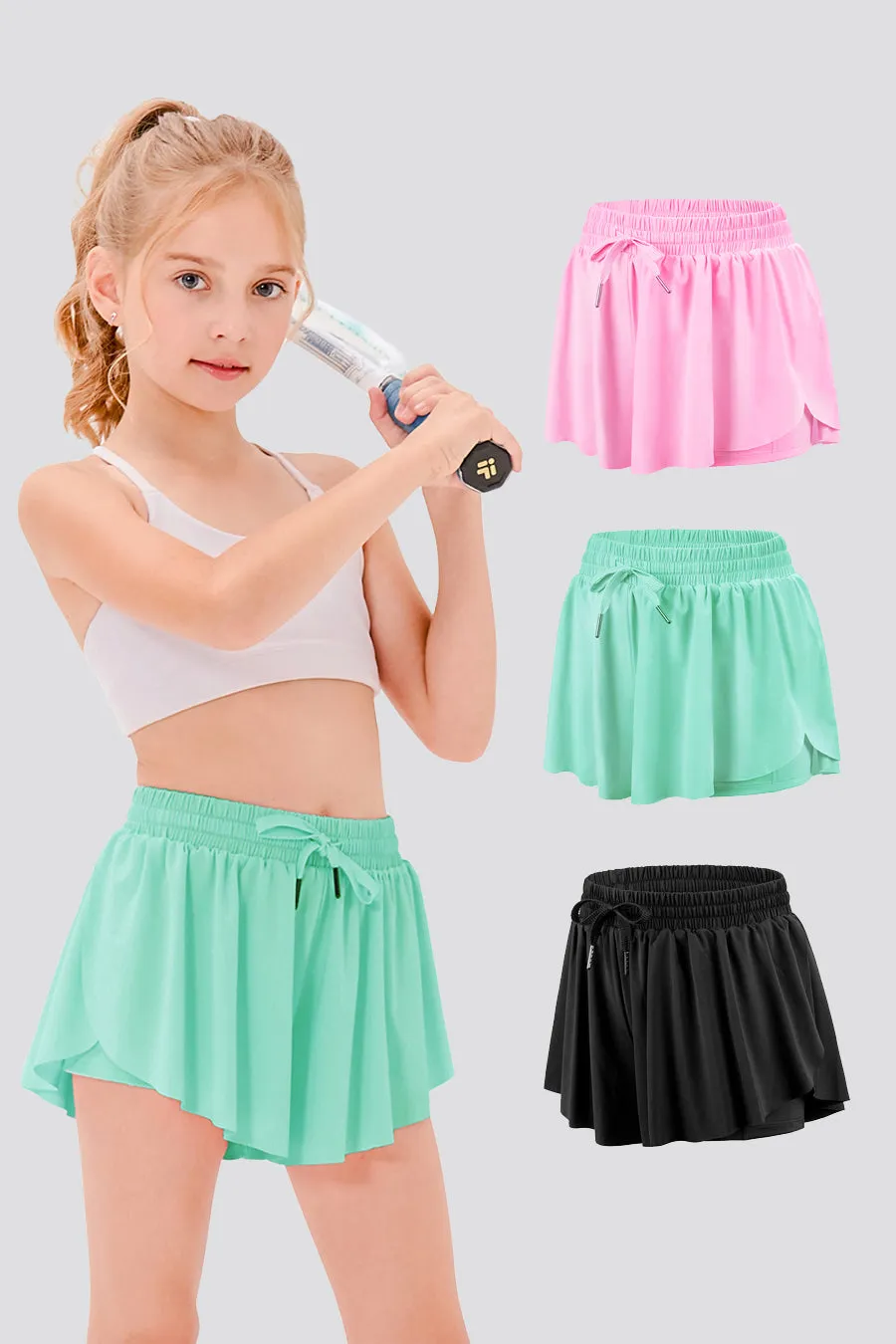 Girls Flowy Shorts - High Waist ｜3-pack