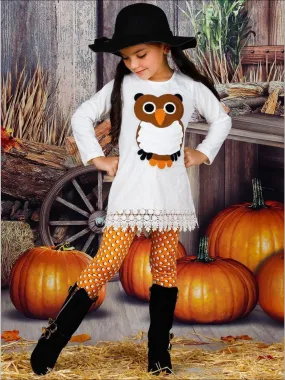 Girls Long Sleeve Crochet Hem Tunic And Legging Set