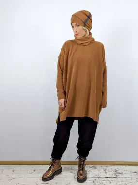 Henriette Steffensen 1288 High Neck Fleece Tunic in RUST