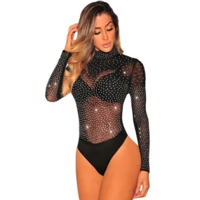 Hot Drilling One piece Body Suit Bling