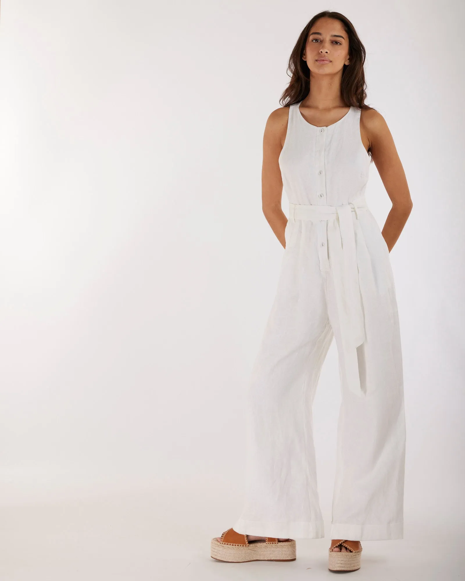 Imari Linen Jumpsuit - White