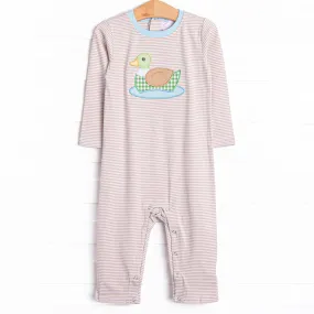 In the Pond Applique Romper, Tan