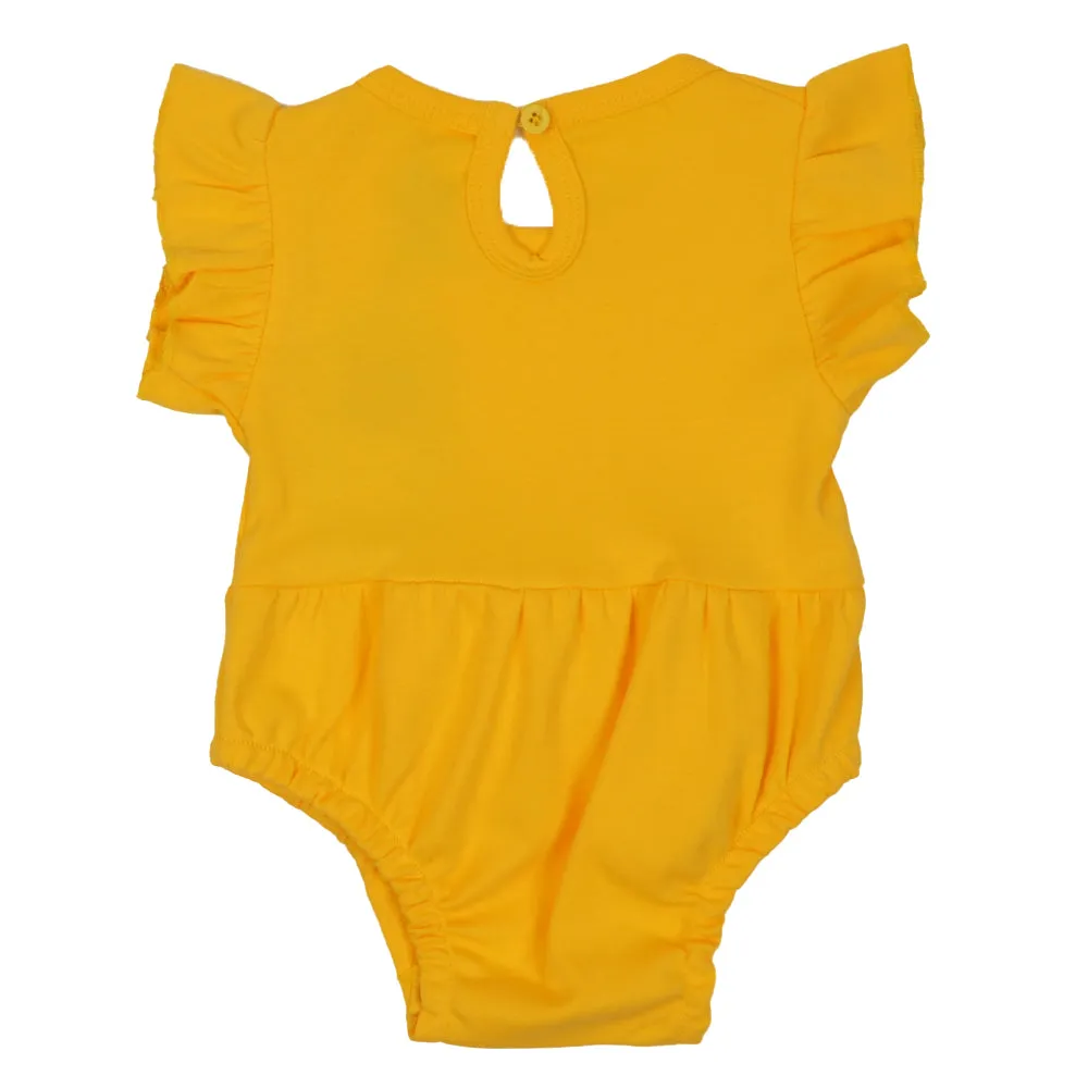 Infant Girls Knitted Romper Big Bow - Lemon