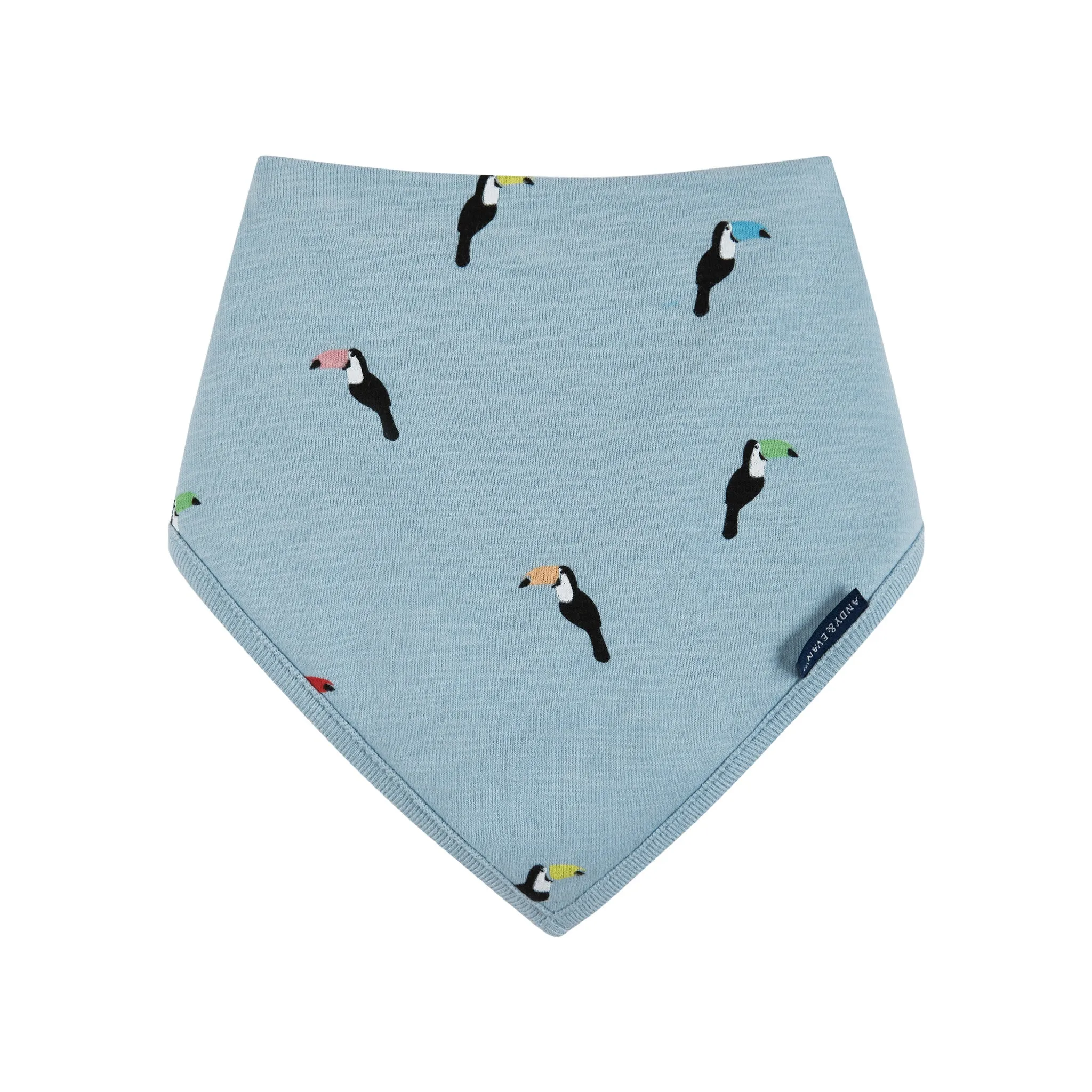 Infant Knit Short Sleeve Romper with Bib | Blue Toucan Print