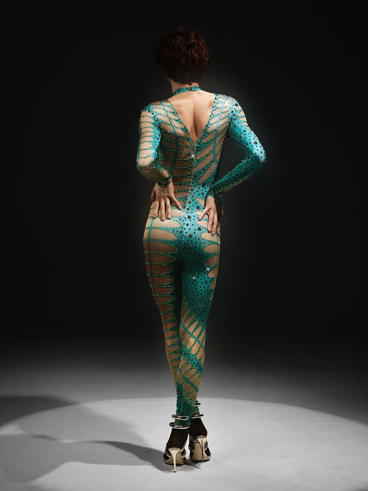 Jadon Hollow Printed Rhinestone Jumpsuit