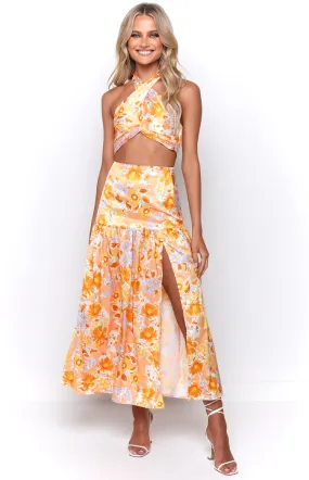 Juniper Orange Floral Maxi Skirt