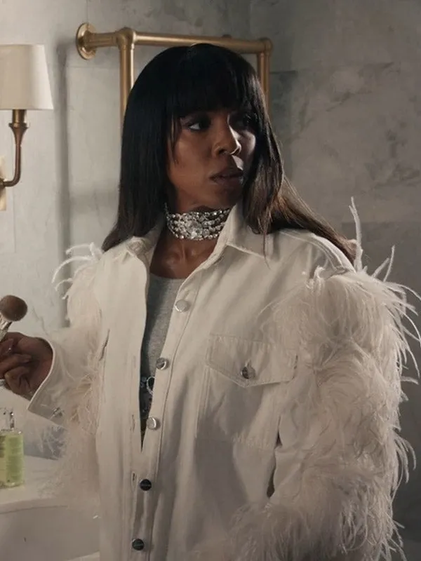 Kelly Rowland Equalizer S03 White Fringe Jacket