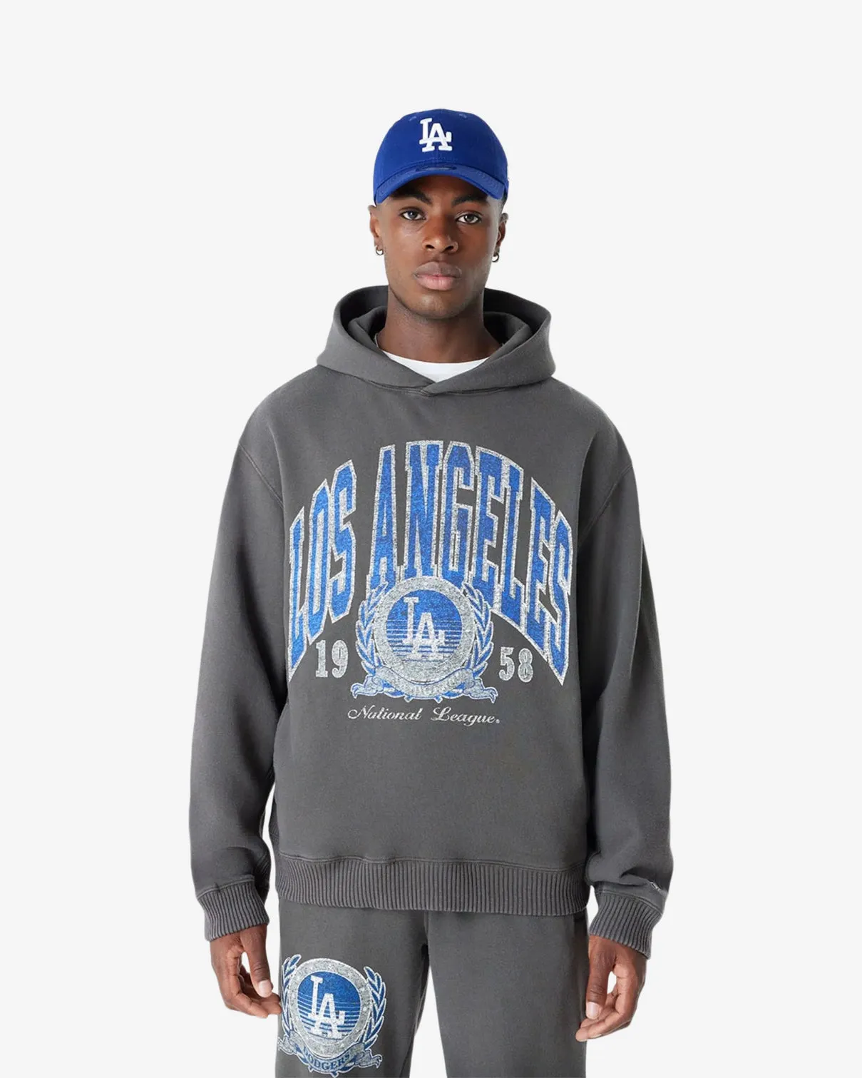 LA DODGERS ESSENTIAL HOODIE - DARK GREY