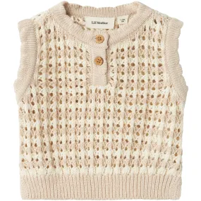 Lil'Atelier Turtledove Gray Morn Boa Knit Vest