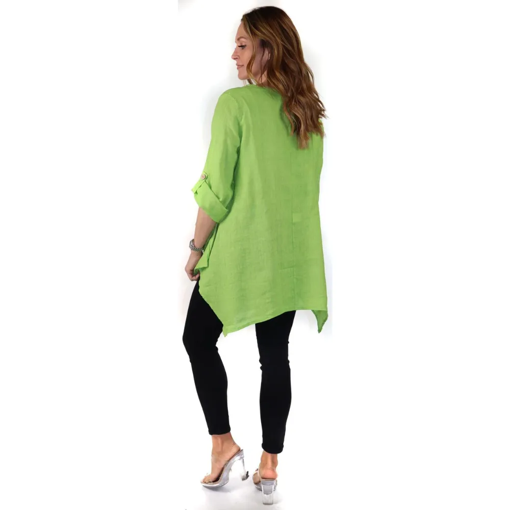 Linen & Gauze Relaxed Fit Linen Lime Tunic (Women's)