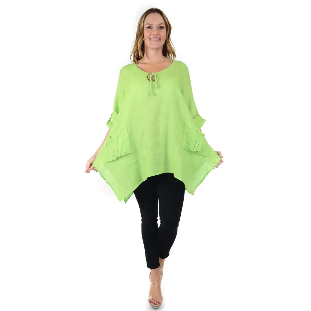 Linen & Gauze Relaxed Fit Linen Lime Tunic (Women's)