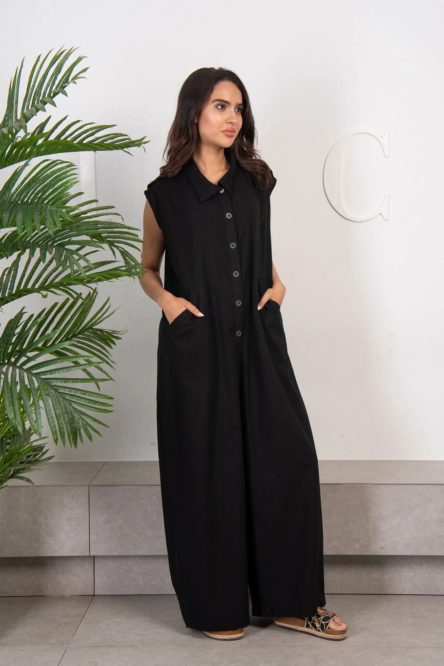 Linen Jumpsuit With Buttons - Zola