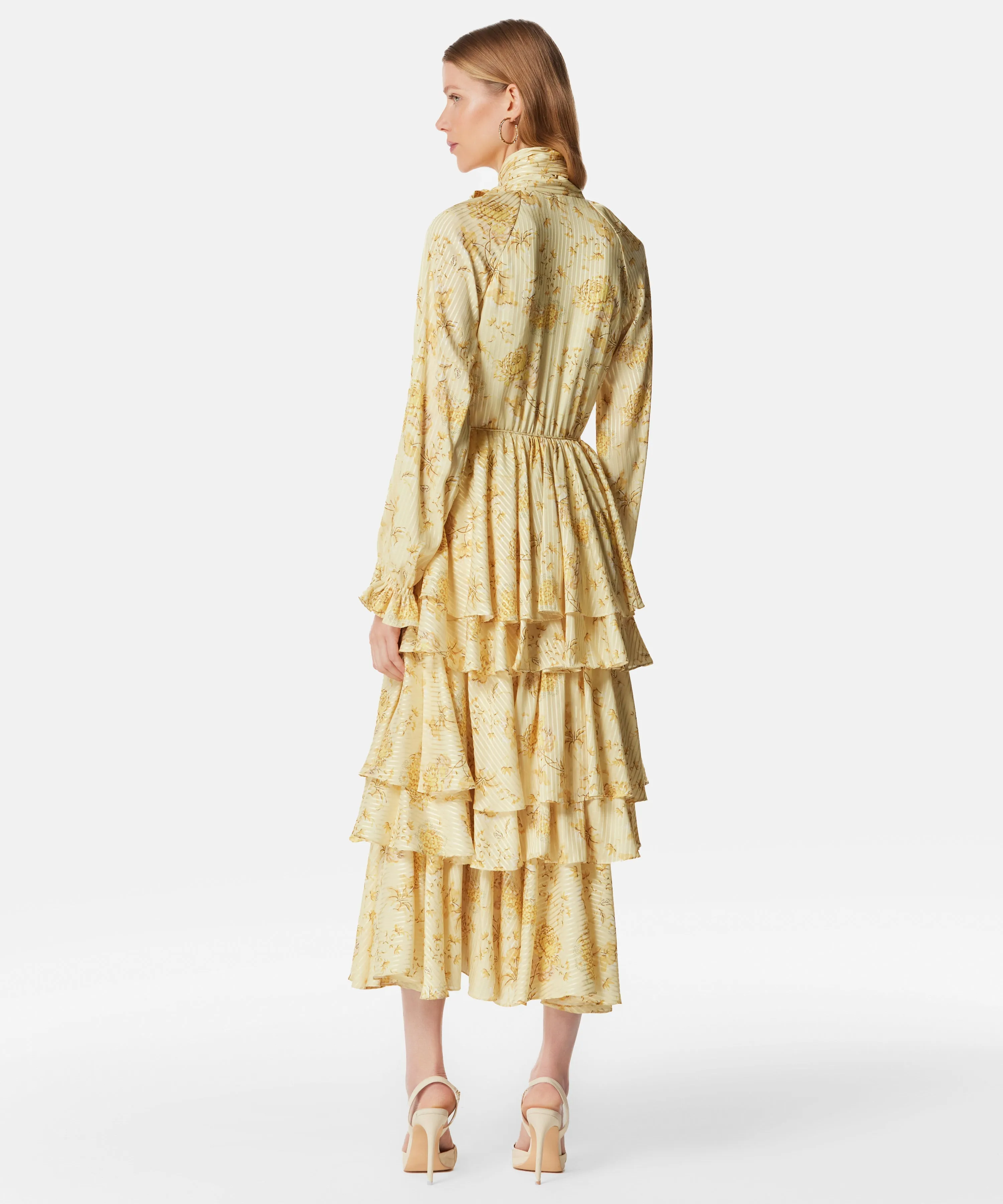 Machka Printed Layered Midi Dress Light Yellow