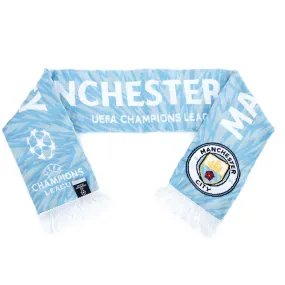 Manchester City FC UCL Scarf - Sky Blue Jacquard Knit