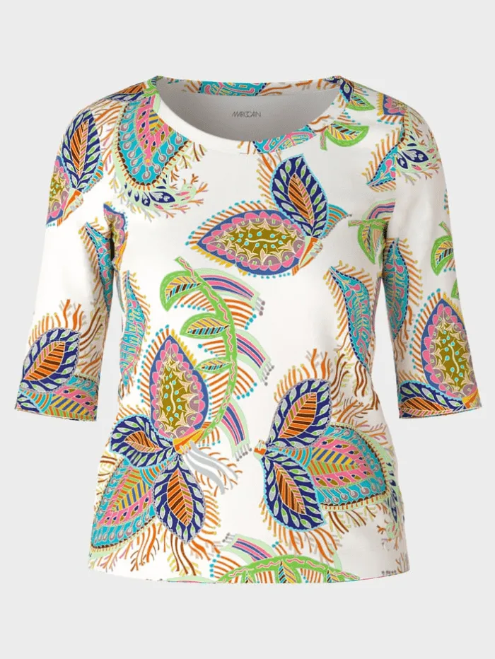 Marc Cain Collections Print Leaf Motif T Shirt WC 48.66 J47 COL 110