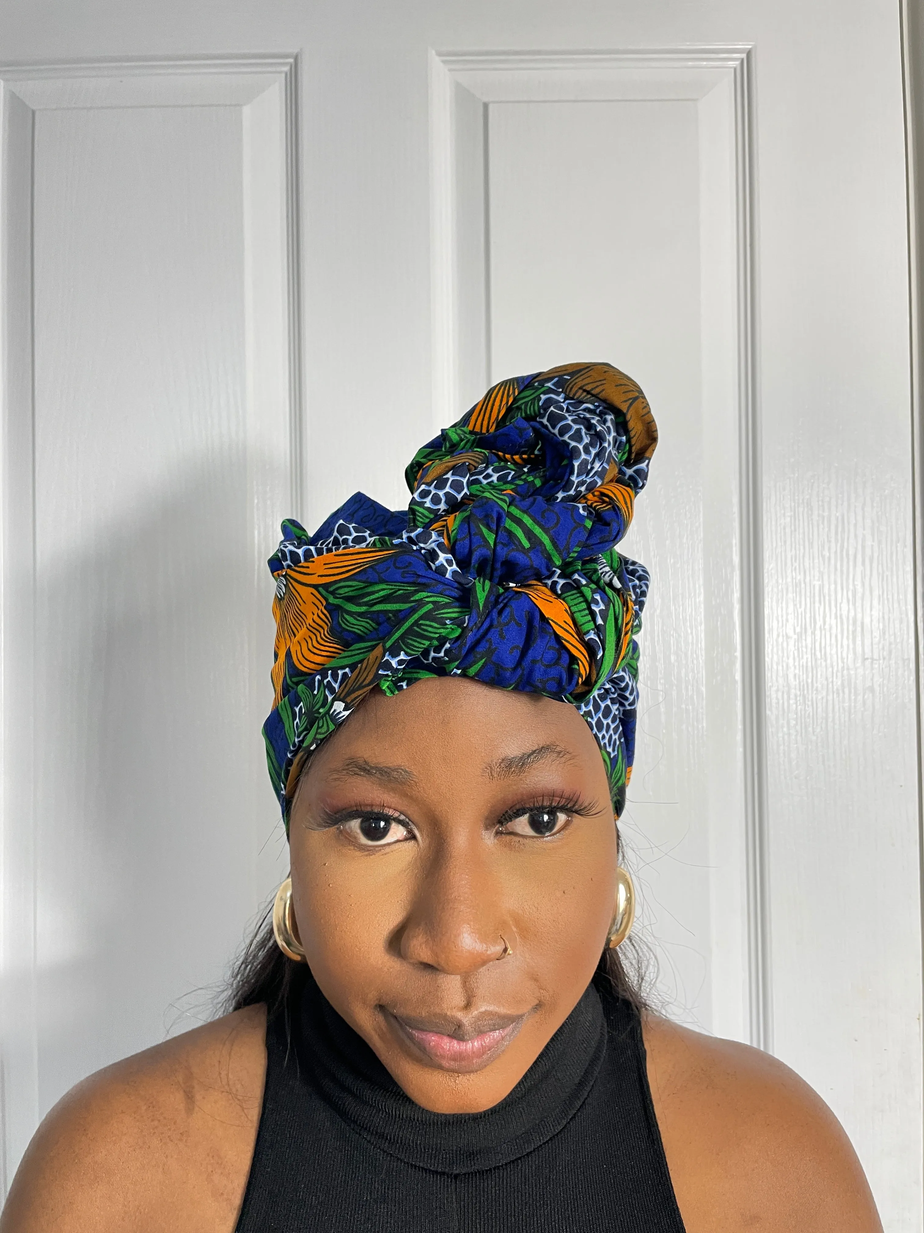 Martha Green and Blue Ankara Headwrap/Scarf