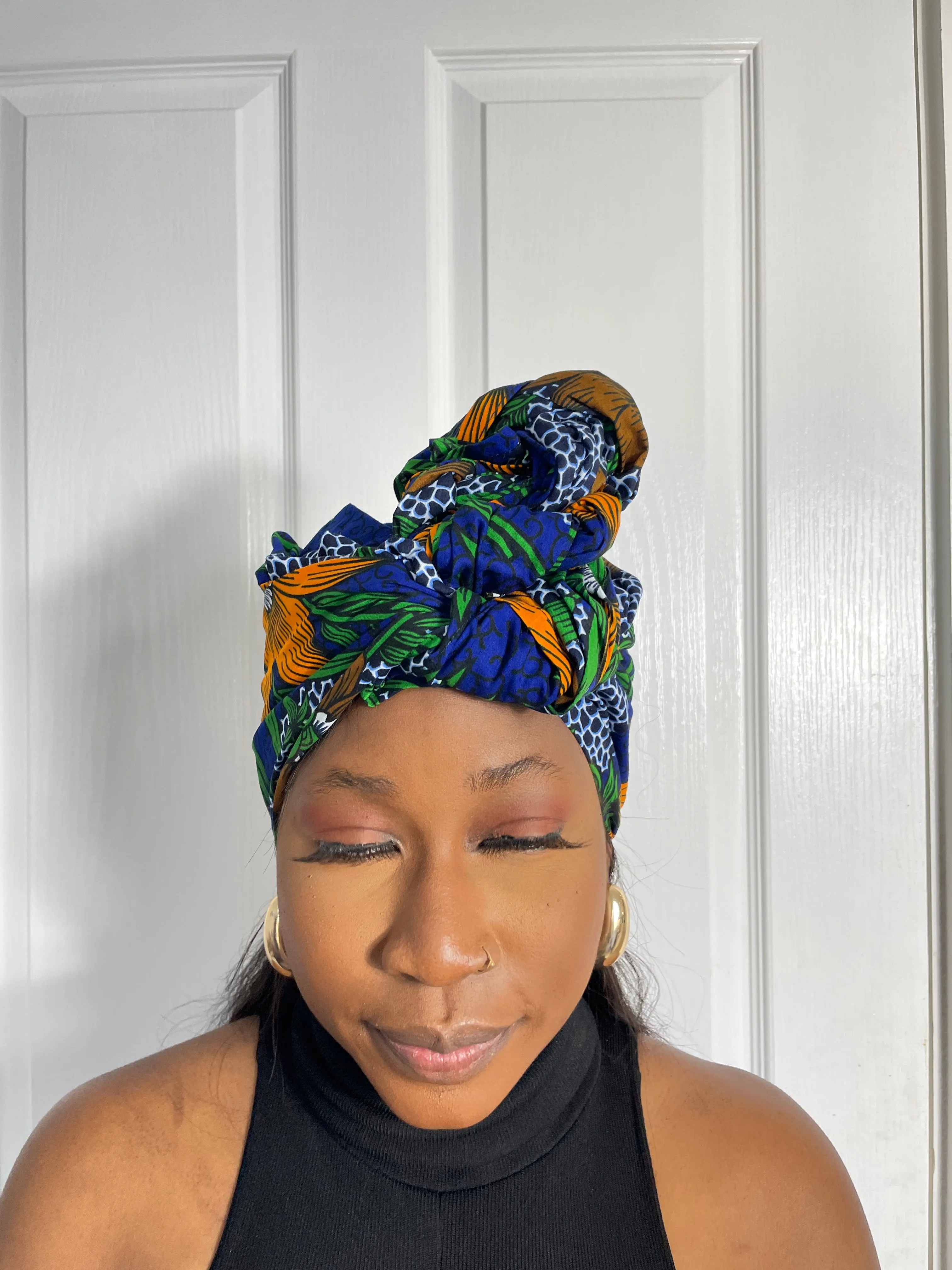 Martha Green and Blue Ankara Headwrap/Scarf