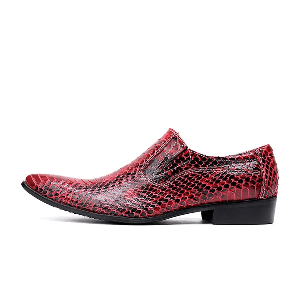 Men Slip On Animal Pattern Pointed Oxford Shoes