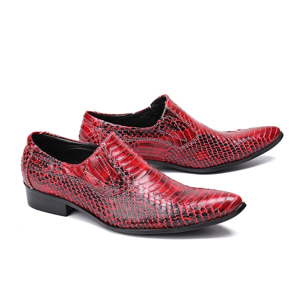 Men Slip On Animal Pattern Pointed Oxford Shoes