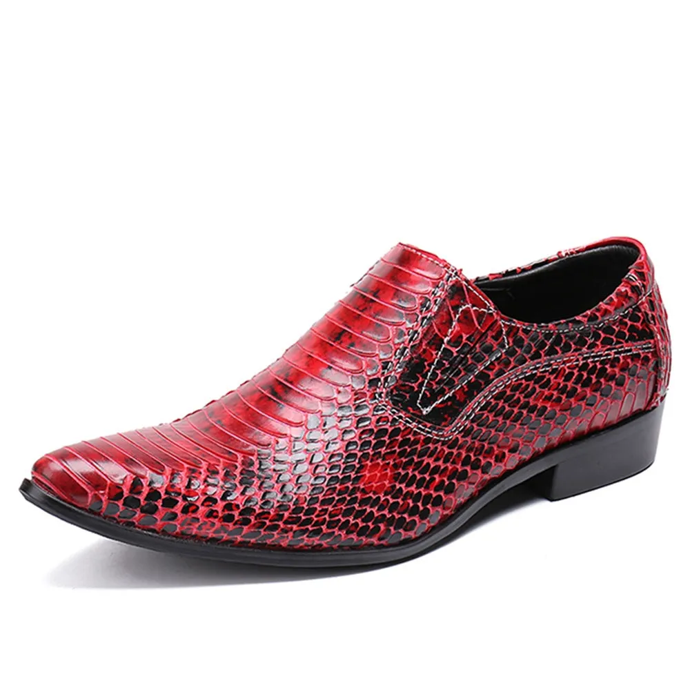 Men Slip On Animal Pattern Pointed Oxford Shoes